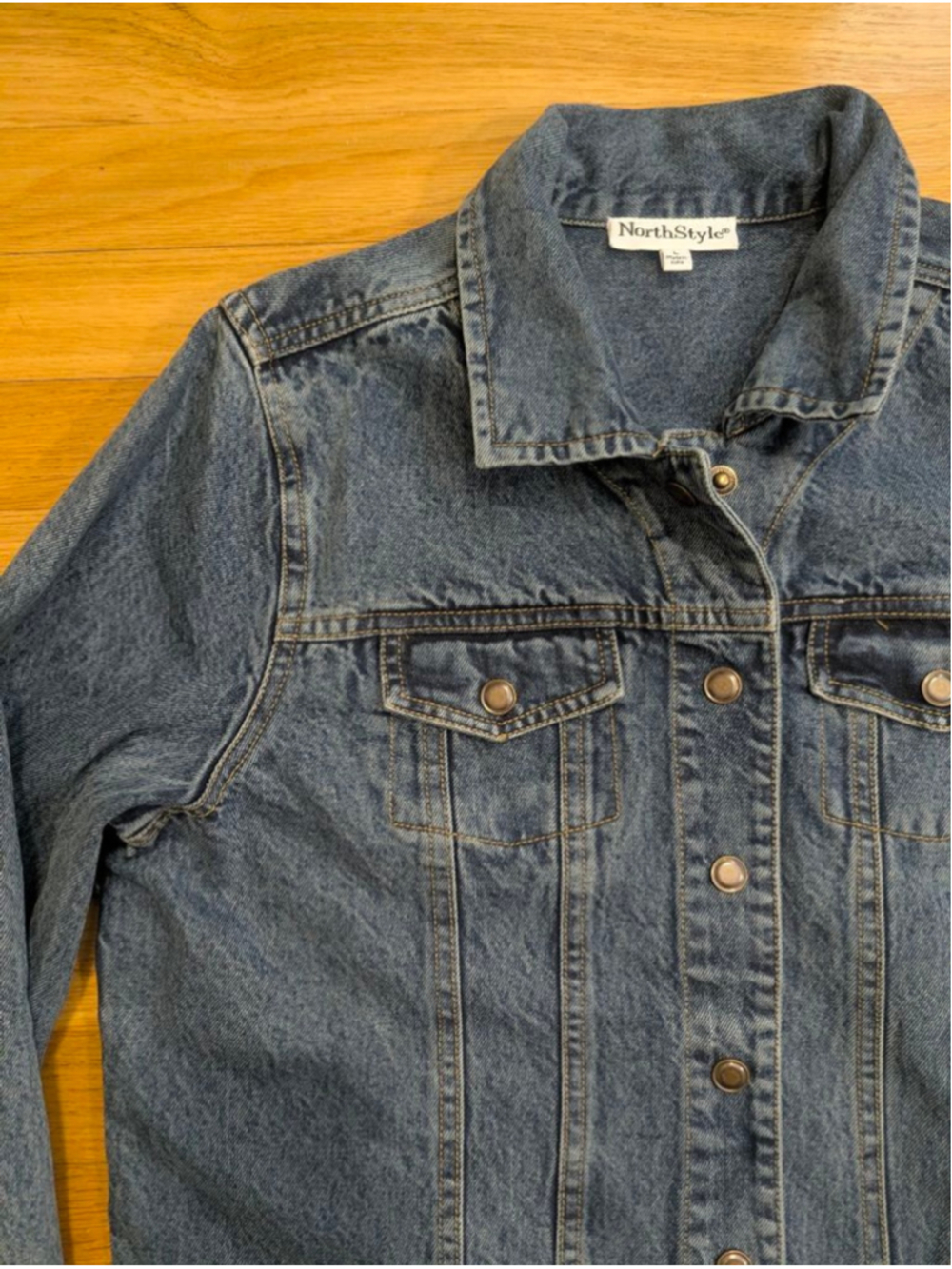 NorthStyle Denim Jean Jacket Longline Large Snap Front - Picture 6 of 12